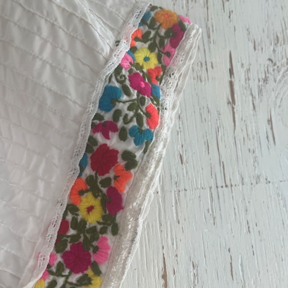 VINTAGE 70’S OAXACA Smock Midi Dress with Embroidered Flowers SZ: M/L - Picture 8 of 13